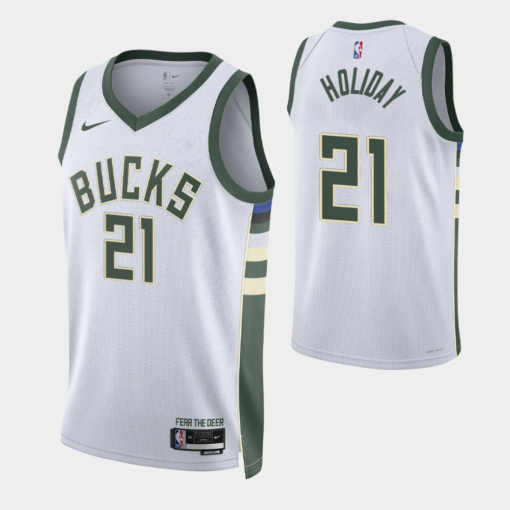 【High Quality】Men's New Original NBA Milwaukee Bucks #21 Jrue Holiday ...