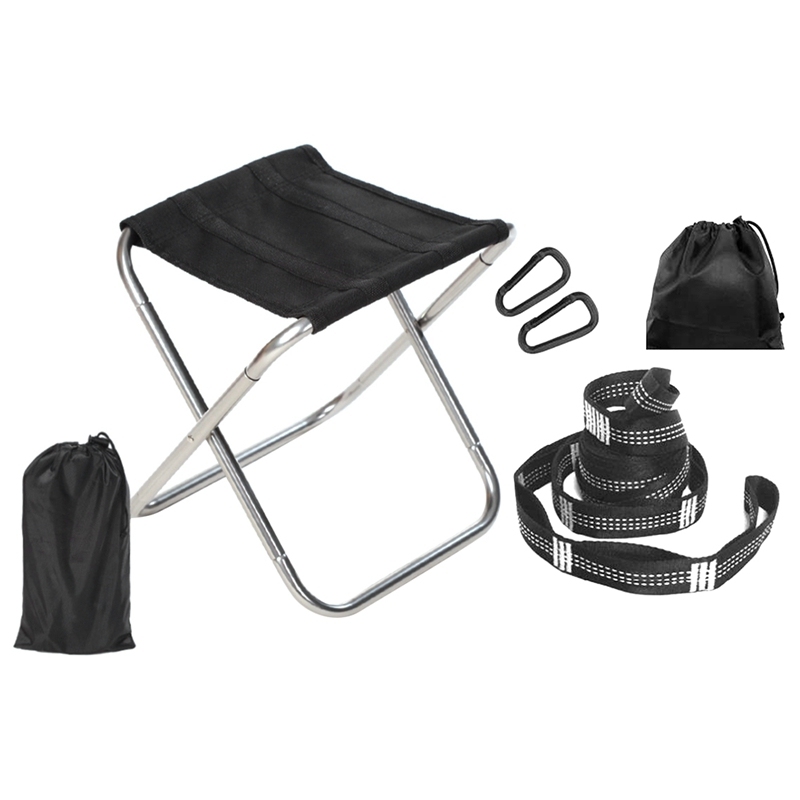 Mua 1 Pcs Travel Chair Camping Chair Stool Folding Ultralight Chair & 1 Set Hammock Straps with D Carabiners Storage Bag