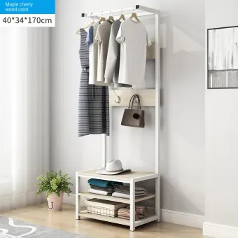 Aprisser Modern Minimalist Coat Rack Bedroom Ranger Floor Household Ranger Steel Wood Clothes Rack Multifictional Rack 40 34 170cm