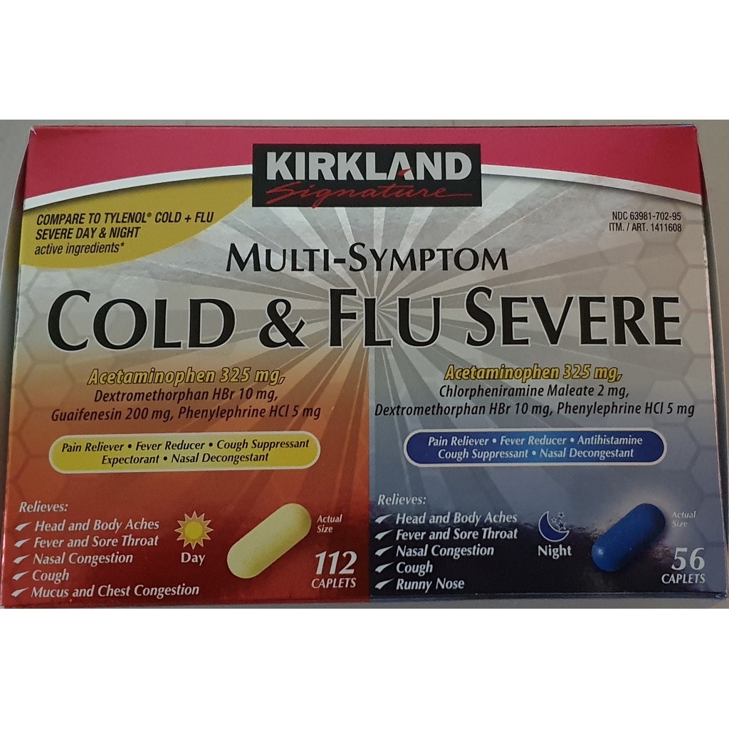 KIRKLAND COLD & FLU SEVERE DAY AND NIGHT ACETAMINOPHEN 325MG CAPLETS