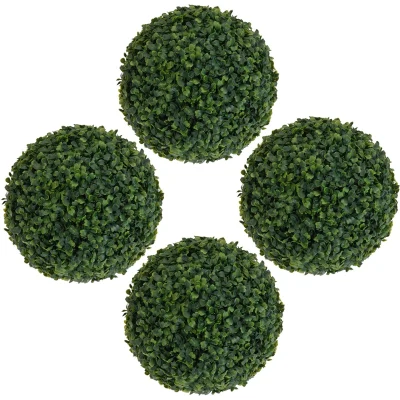 4 PCS 35cm Plastic Topiary Tree Leaf Effect Ball Hanging Home Garden Decor Artificial Hanging Topiary Buxus Balls