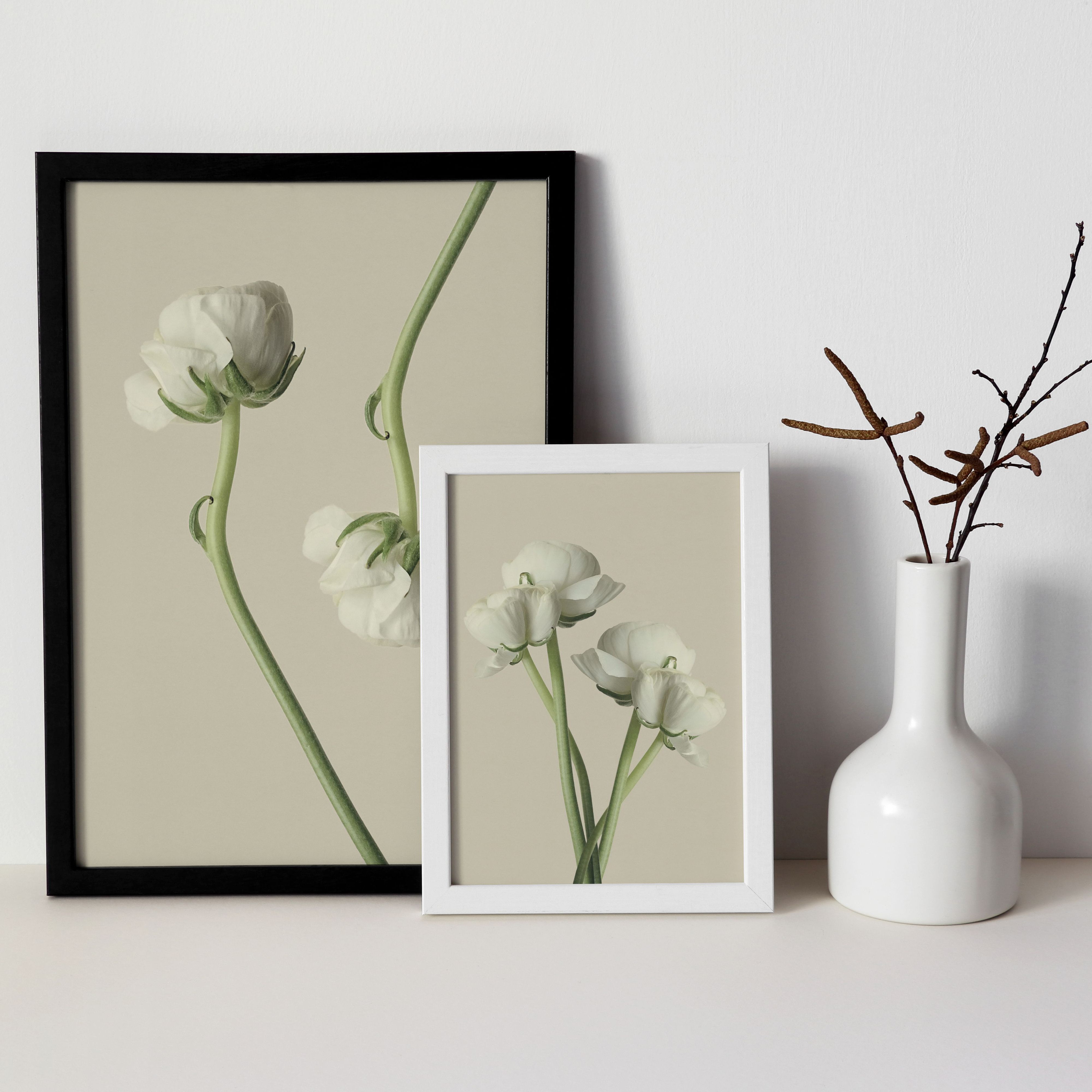 White Rose Wall Decor , Stylish Minimalistic, Digital Art Lazada PH