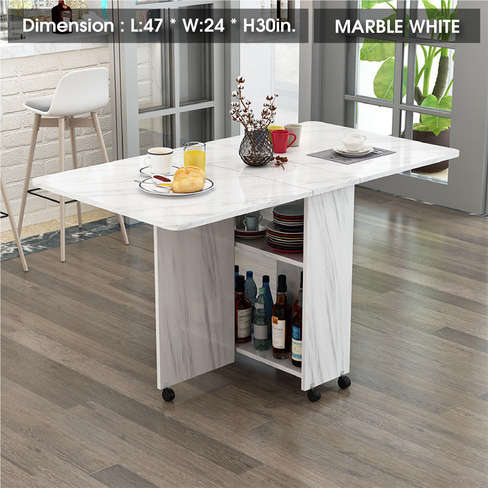 EMBRACE PH Foldable Dining Table Rectangular Wood Table Modern