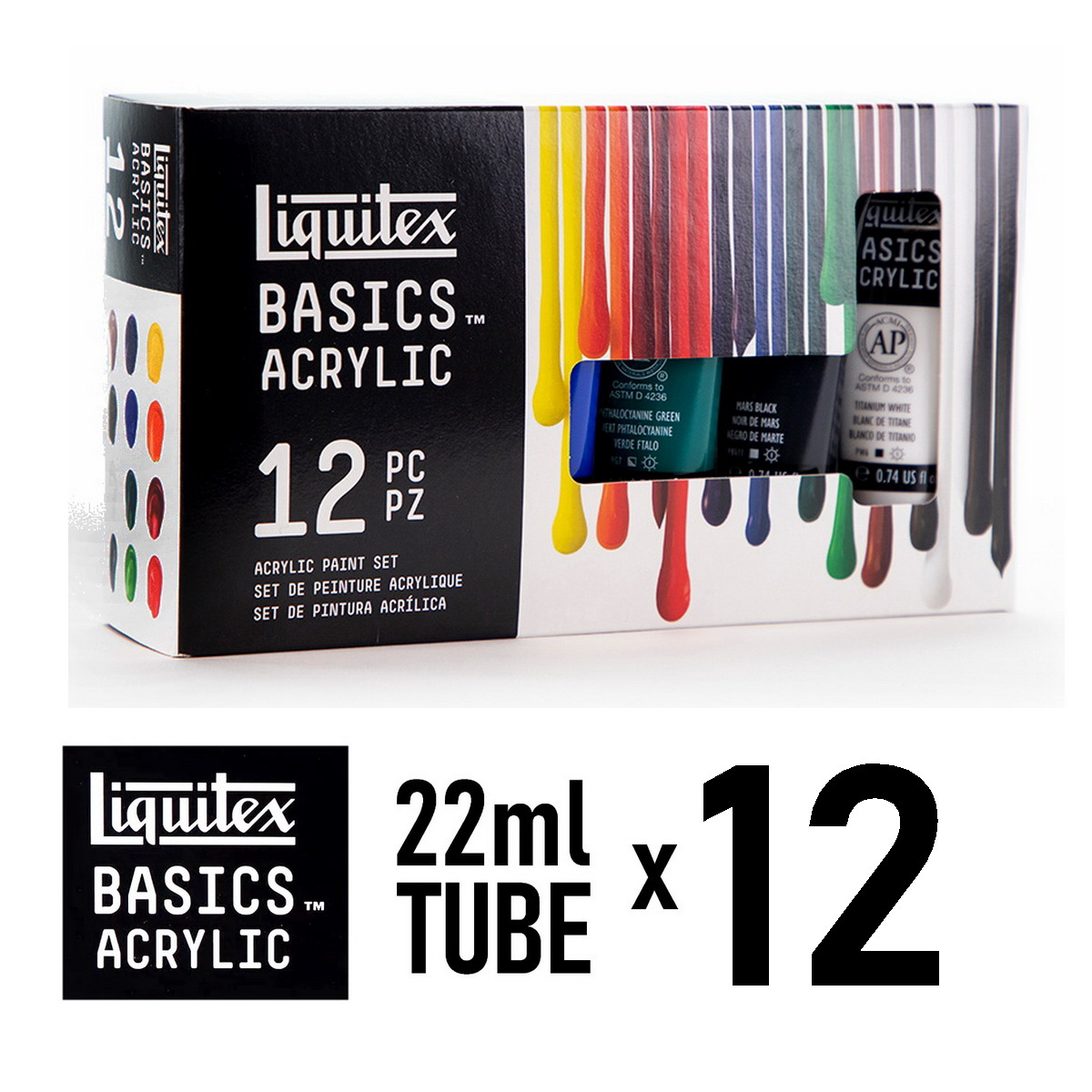 LIQUITEX BASICS Acrylic Paint Set 12 pc. x 22 ml tube Acrylic Paint set