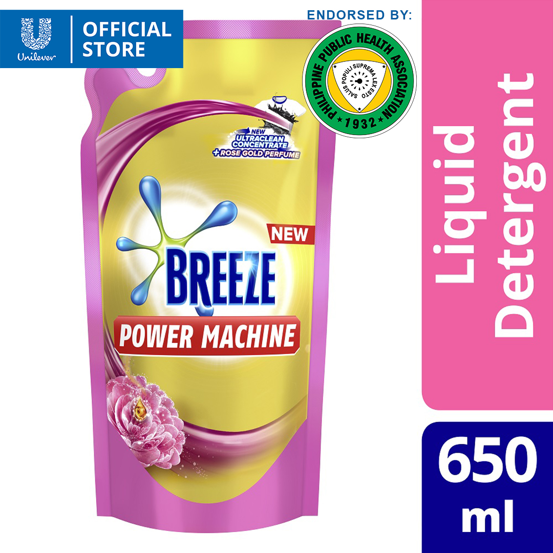 Breeze Liquid Detergent Powermachine With Rose Gold Perfume 650ml Pouch