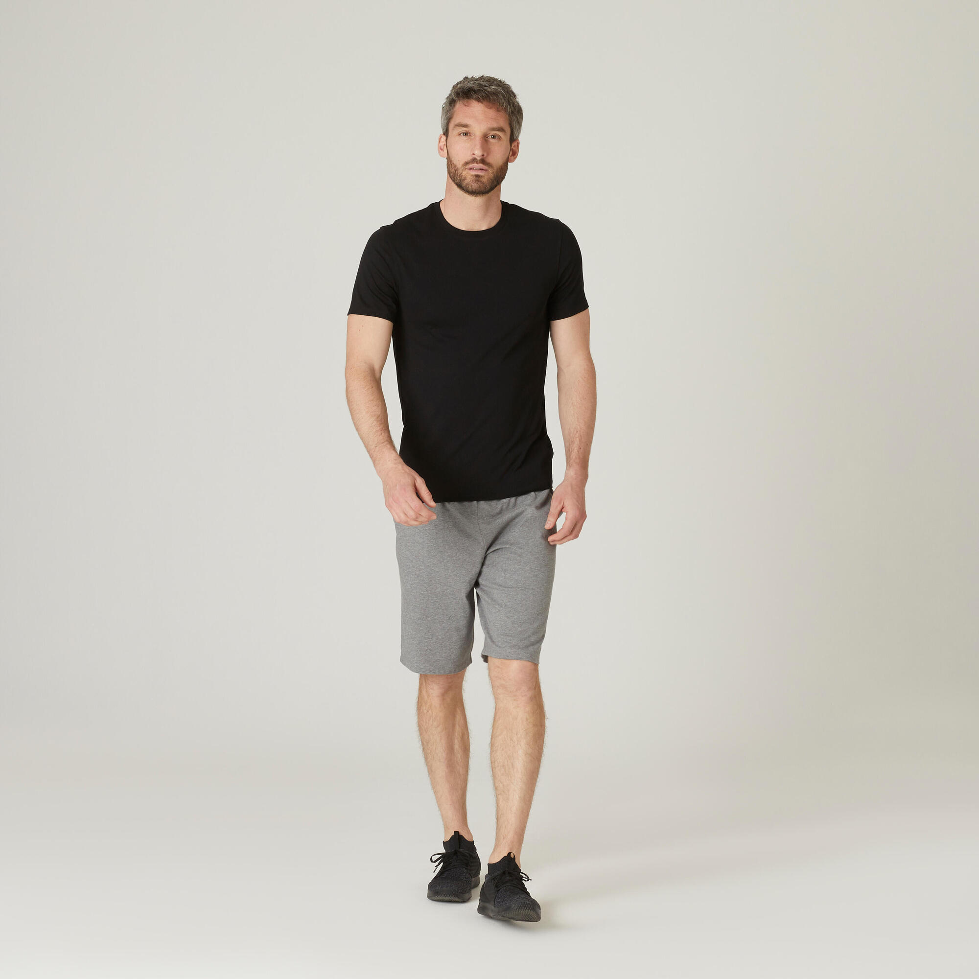 Men's Slim-Fit Gym T-Shirt - 500 Black - Black - Domyos - Decathlon