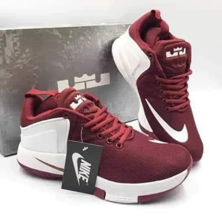 maroon and white basketball shoes
