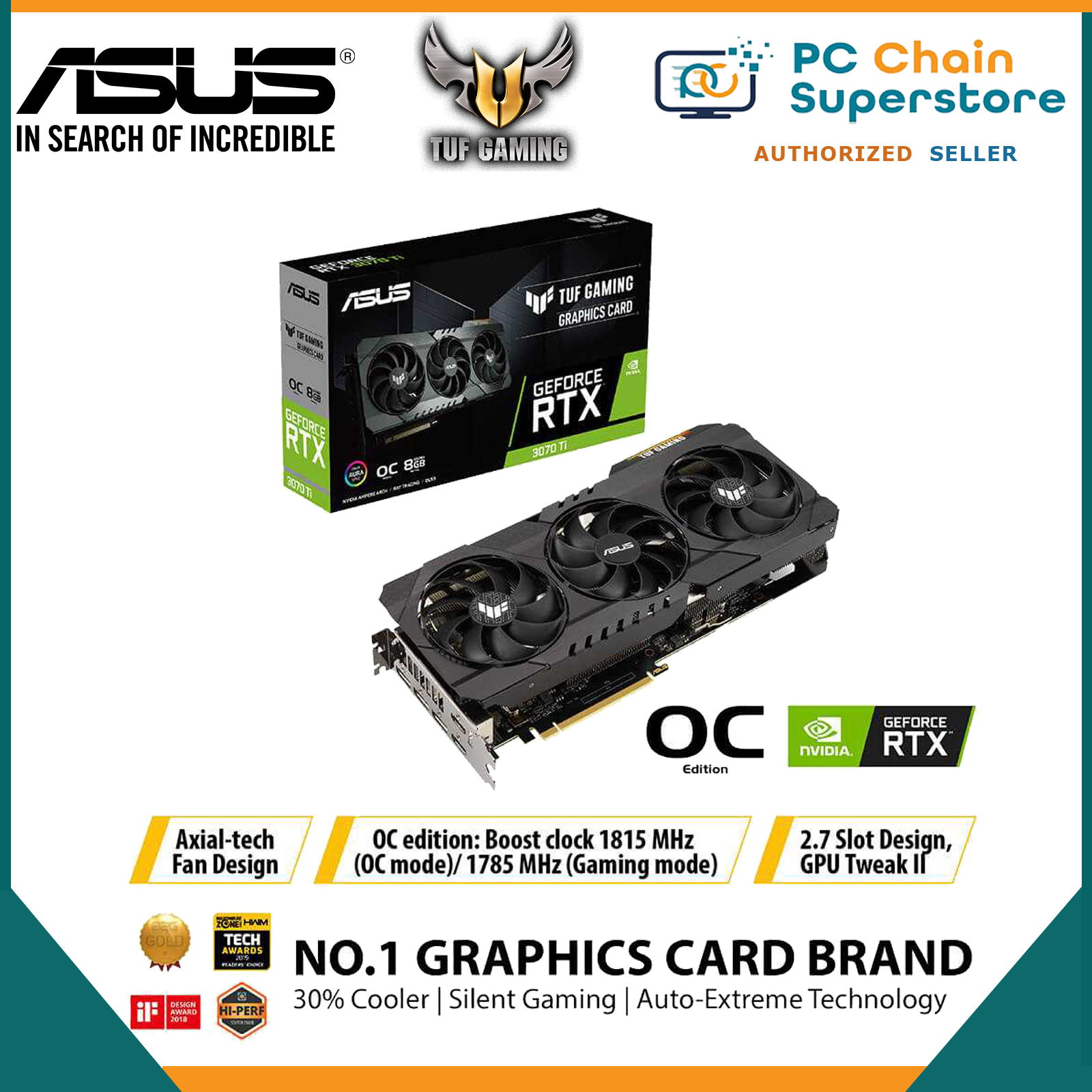 ASUS TUF Gaming GeForce RTX 3070 Ti OC Edition 8GB GDDR6X Graphics Card ...