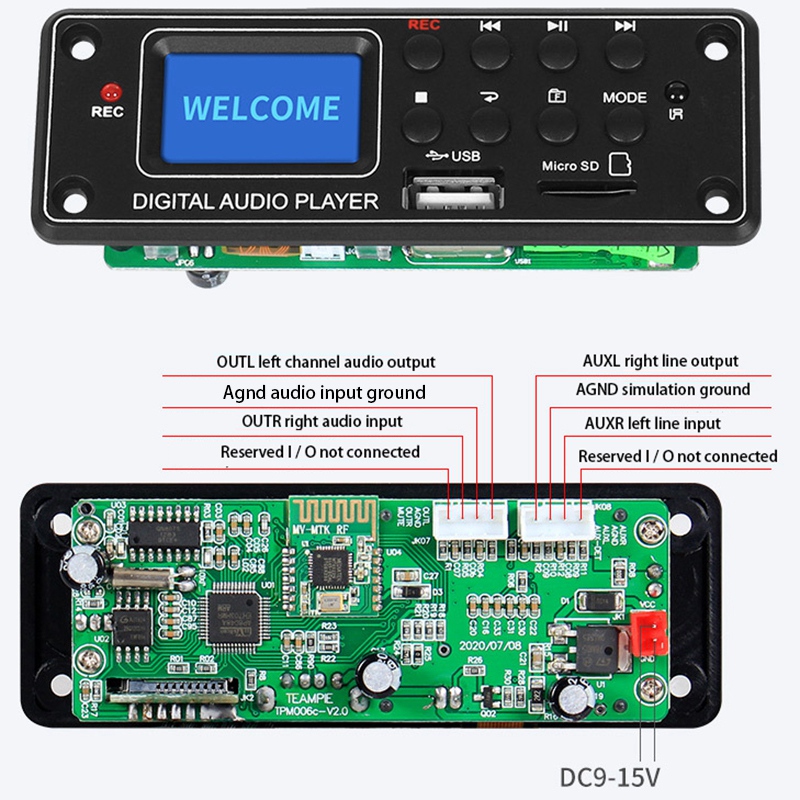 TPM006C คุณภาพสูง MP3 Player Decoder โมดูล USB SD บูลทูธวิทยุเครื่อง