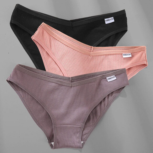 FINETOO 3Pcs/set M-2XL Women Cotton Underwear Comfortable Panties