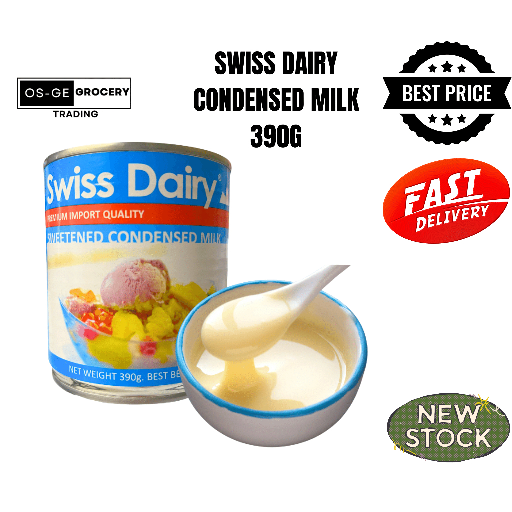 SWISS DAIRY CONDENSED MILK SWEETENED CONDENSADA 390G NEW ARRIVAL 2 YEAR