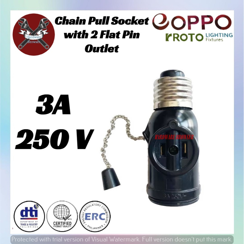 1041PCS Pull Chain Socket with 2 Flat Pin Outlet Lamp Socket Bulb