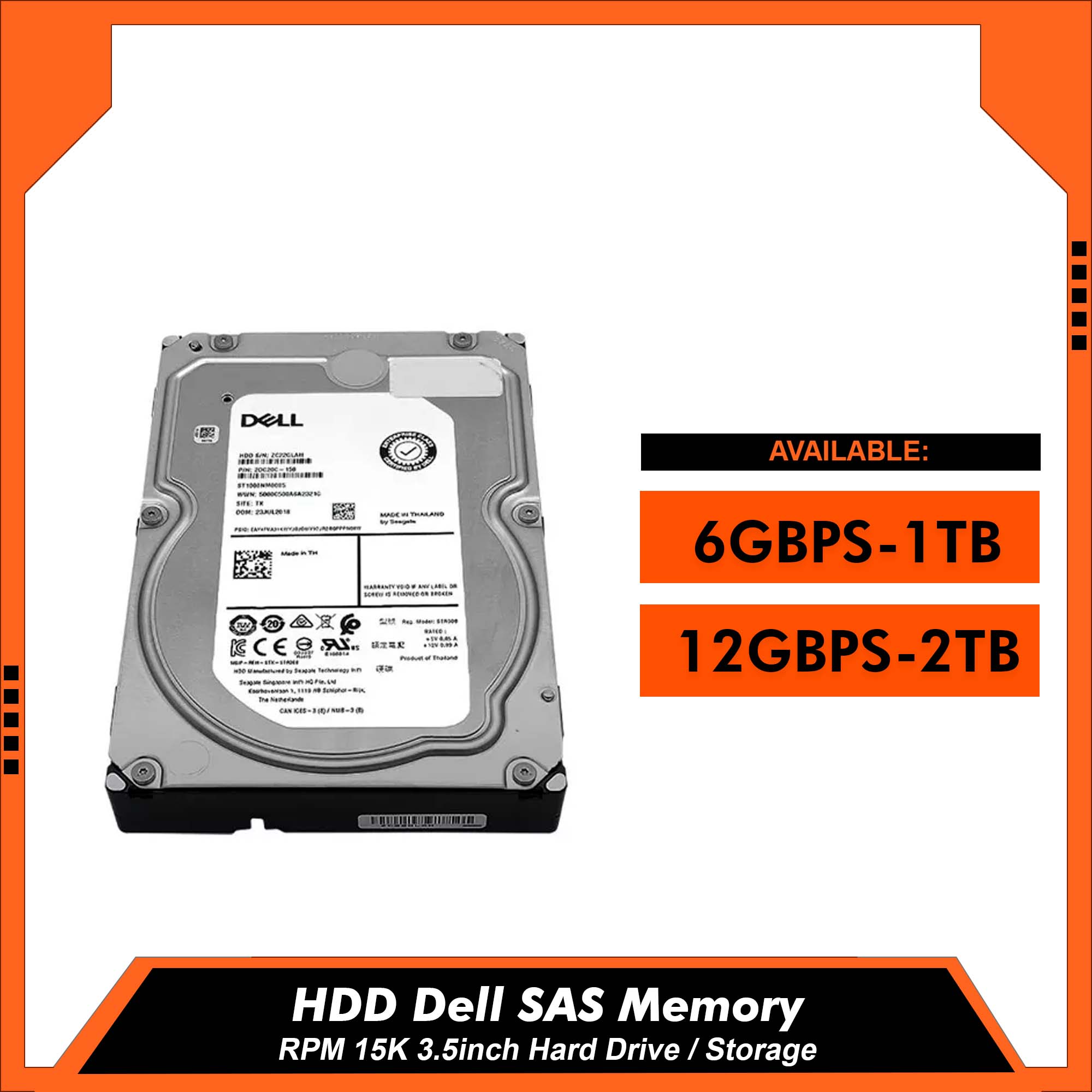 HDD Dell SAS 6GBPS-1TB / 12GBPS-2TB Memory RPM 15K  Hard Drive /  Storage│For Server:  T40│T150│T140│T340│T440│T640│R240│R250│R350│R440│R540│R640│R740│Dell RAM |  Lazada PH
