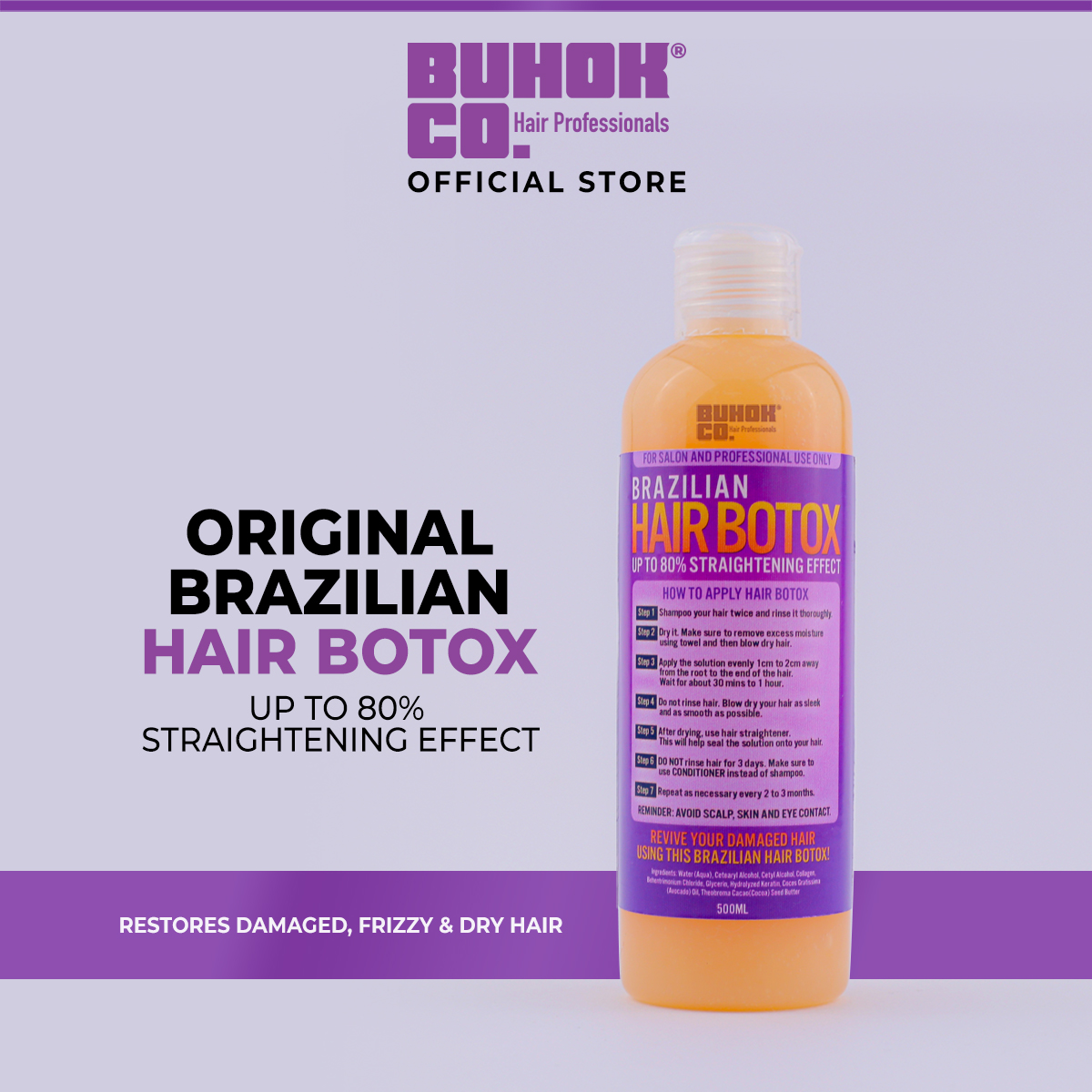 Buhok Co. Original Brazilian Hair Botox (500ml) with Up to 80