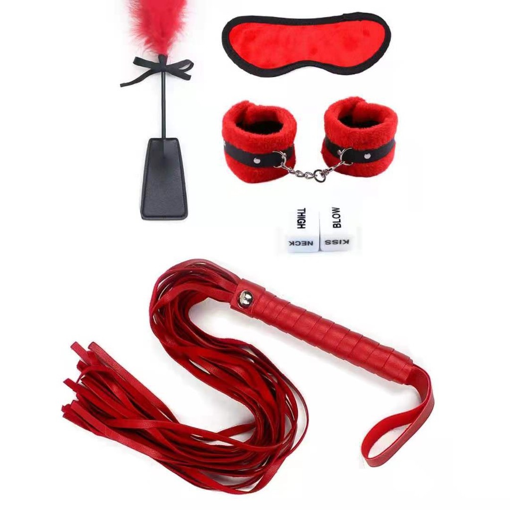 Discreet Packaging Bdsm Couple Handcuffs Blindfold Whip With Dice Blackpink Red Bondage Sex 