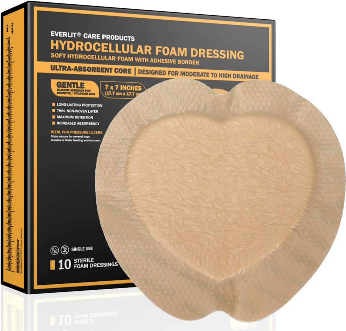 Everlit Sacrum Silicone Foam Dressing With Adhesive Border Gentle Highly Absorbent