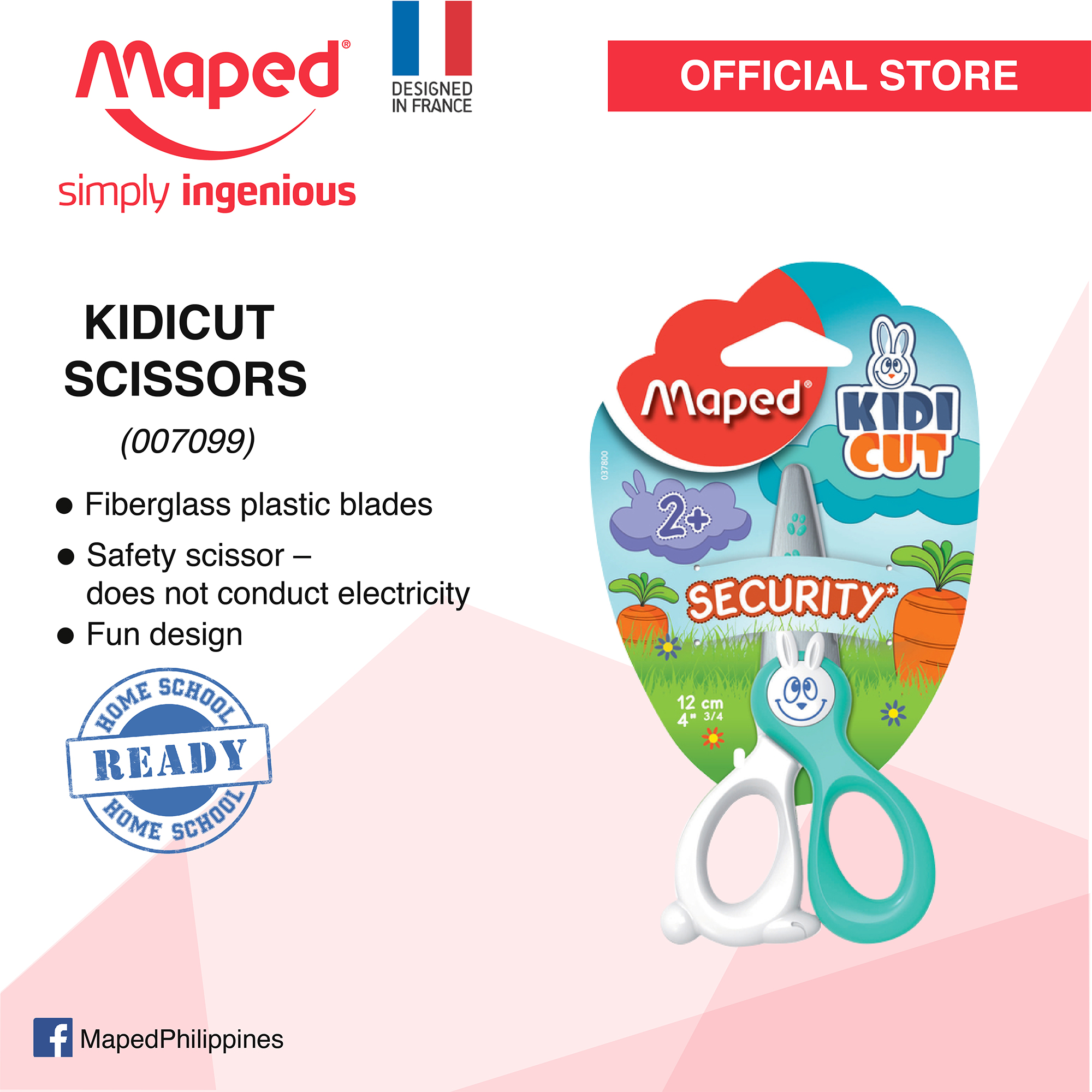 MAPED Kidicut Scissors Gunting Kids scissors SAFETY scissors Fiberglass plastic blades