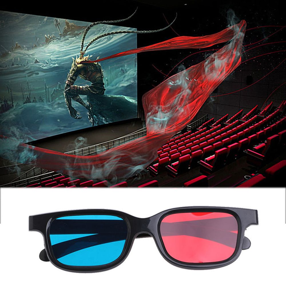 SQXRCH Hot Universal ใหม่สเตอริโอมิติสีแดงสีฟ้า3D แว่นตาภาพยนตร์ Anaglyph กรอบสีดำ
