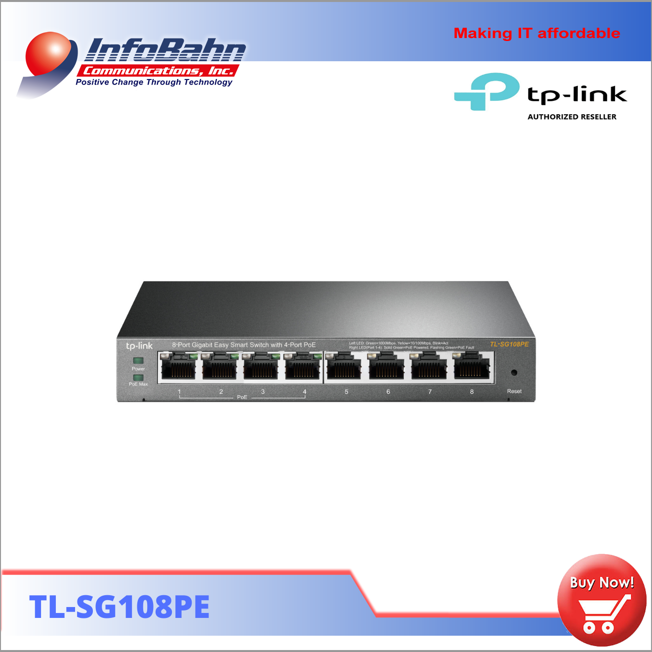 TP-Link 8-Port Gigabit Easy Smart Switch with 4-Port PoE (TL-SG108PE) I  Network Switch Hub 8 Port Gigabit Switch PoE Switch TPLink TP Link I  InfoBahn | Lazada PH