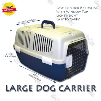 large plastic dog carrier
