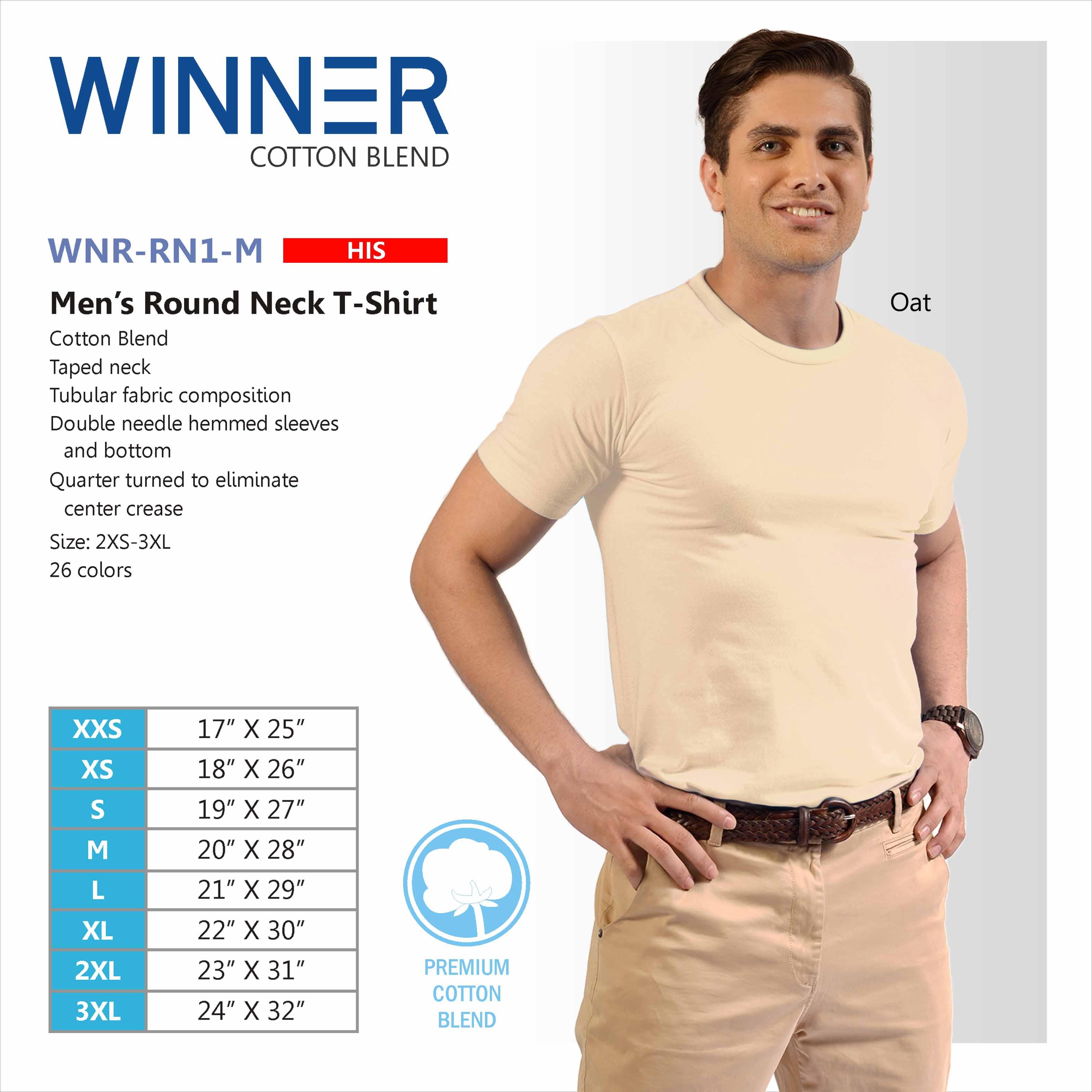 winner shirt size chart