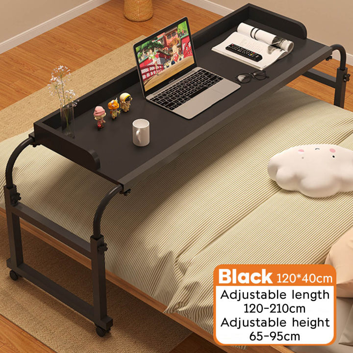 Adjustable Cross-bed Table with Wheels and Baffle Bedroom Laptop Table ...