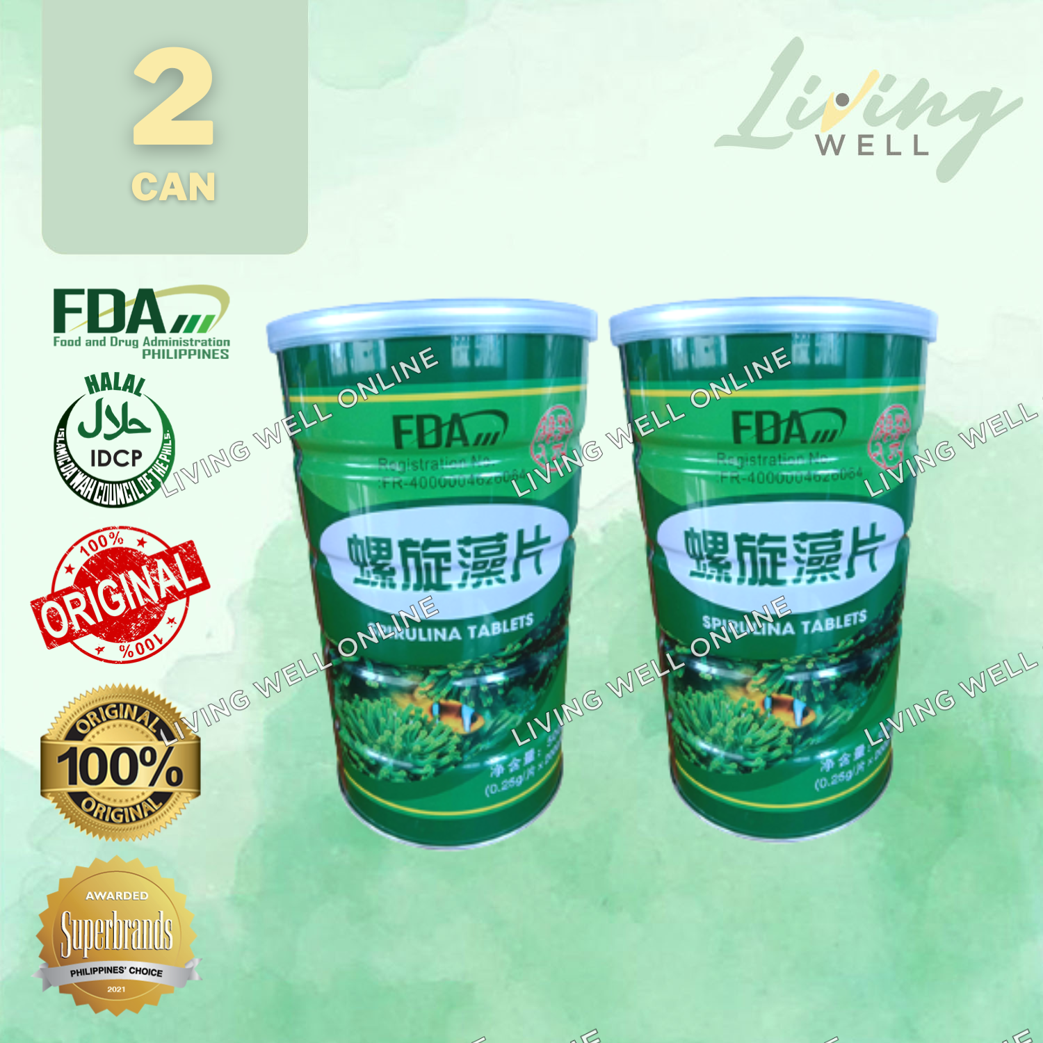 Spirulina Tablets (Buy 1 Take 1)(4000 Tablets) (2 Cans) FDA Approved