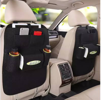 Car Seat Organizer Holder Multi-Pocket Headrest Storage Bag Hanger Carrier Black 