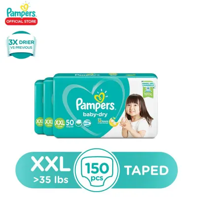 Pampers Baby Dry Taped Diaper Extra Extra Large 50 x 3 packs (150 diapers)