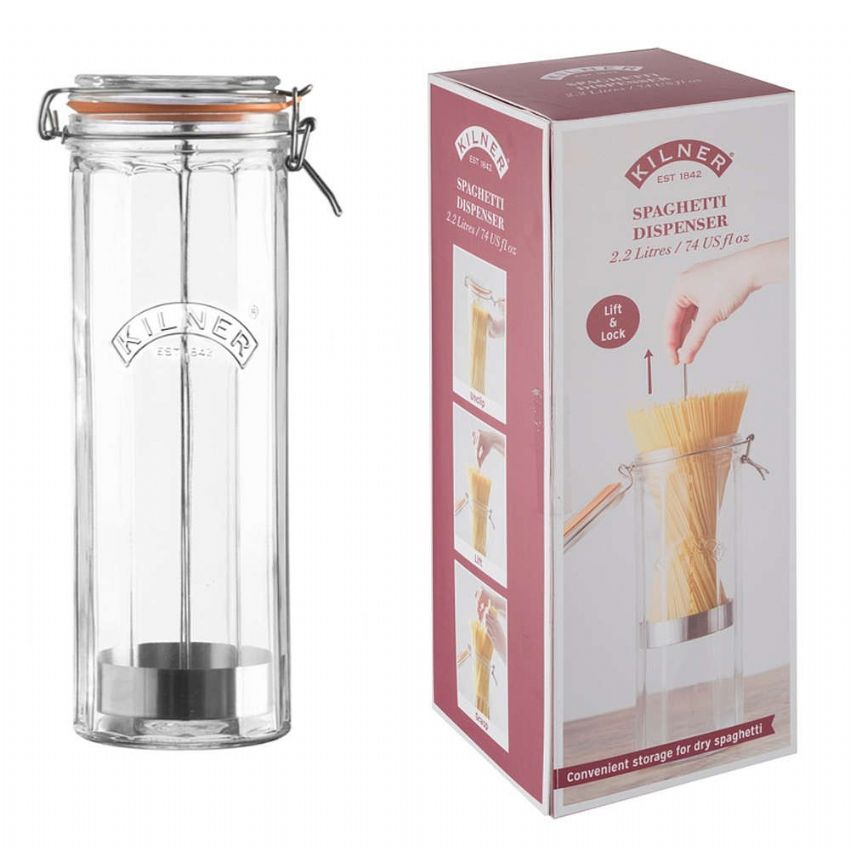 Kilner Facetted Spaghetti Dispenser Litre with Gift Box