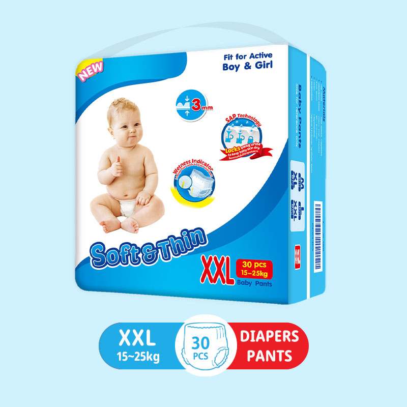Masaya Baby 30PCS/pack Pull-up Pants Absorbency Baby Diapers L,XL,XXL  Breathable 100% Chlorine Free