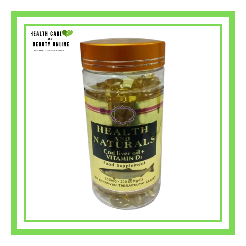 Health and Naturals Cod Liver Oil + Vitamin D3 350mg 200 Softgels