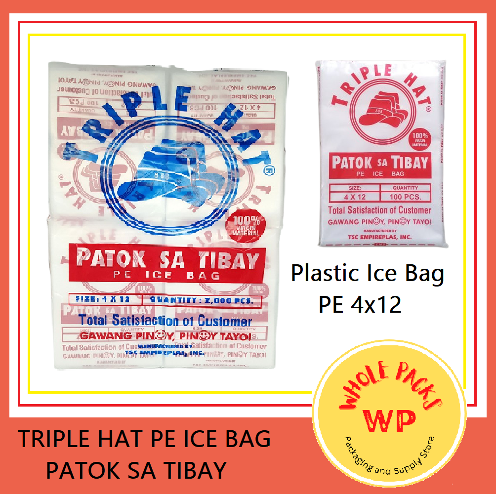 WHOLE PACKS Triple Hat Patok Ice Bag Ice 4x12 Plastic bags (Per bundle
