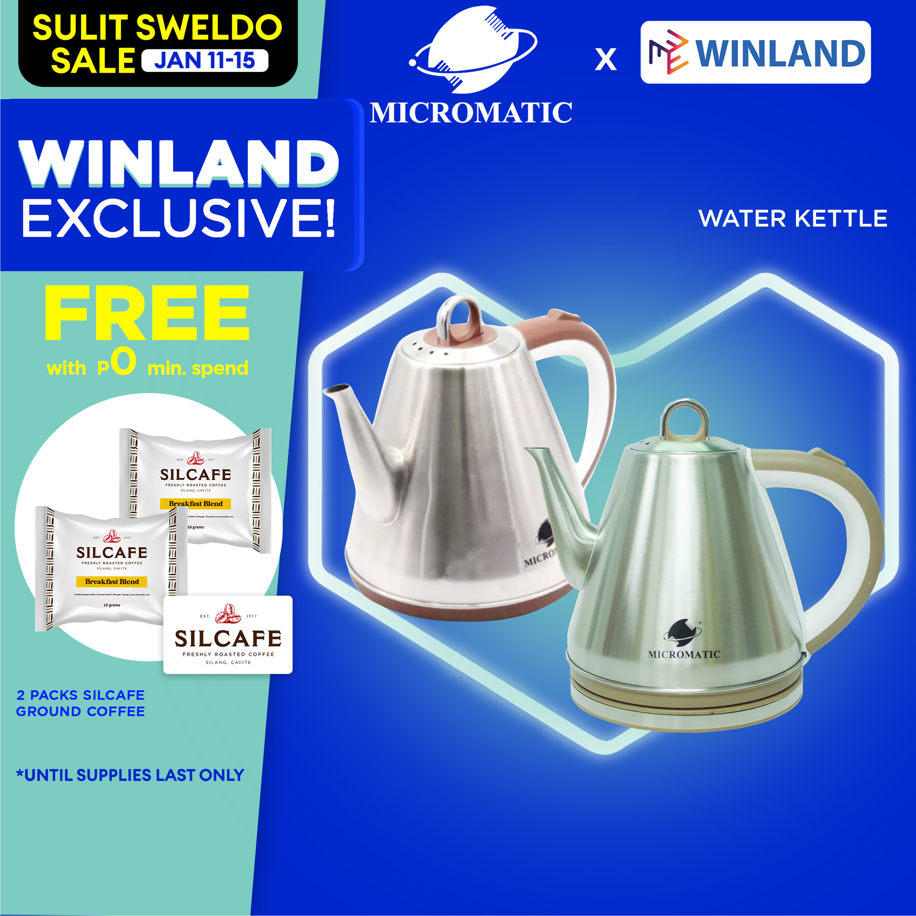 MICROMATIC by Winland 1.2L Stainless Steel Electric Kettle Water