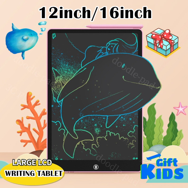 12inch Colorful Pad Kids Drawing Pad Doodle Board Toddler Scribbler Board  Erasable LCD Writing Tablet Light Drawing Board