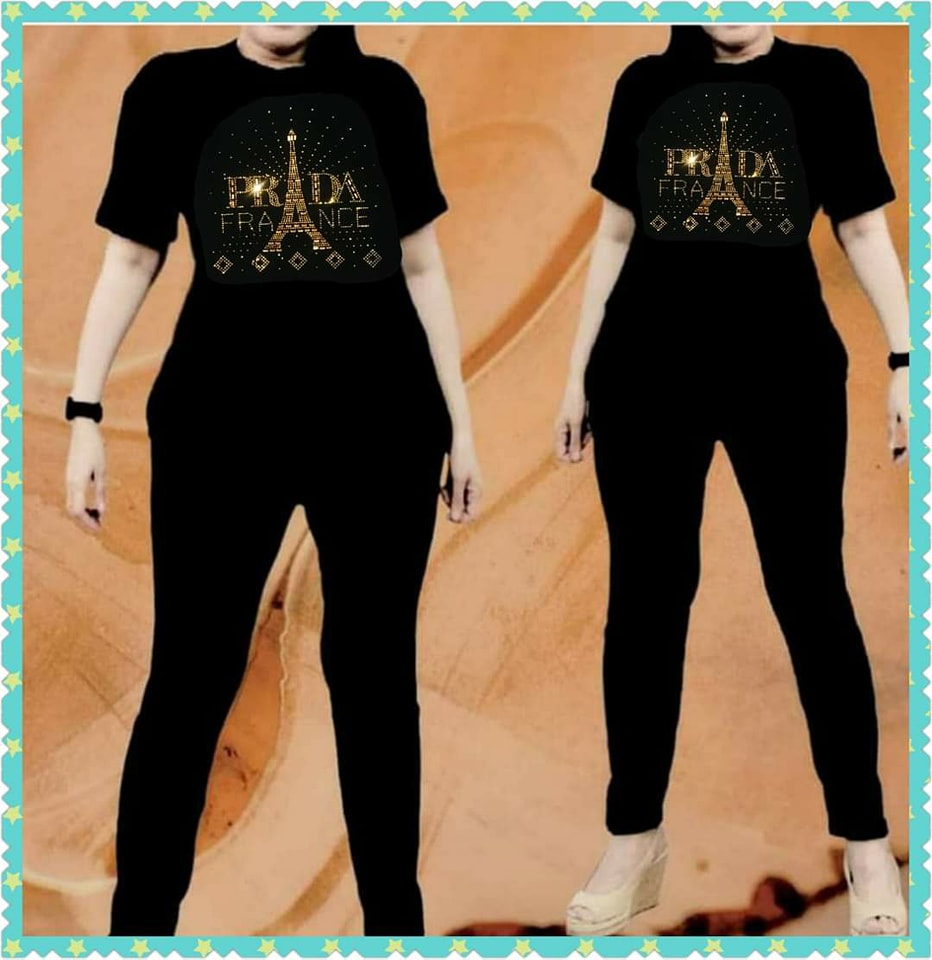 Plus Size Yayamanin Black T-shirt Leggings Terno (XL-3XL)