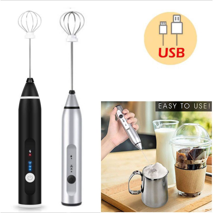 1pc 2 In 1 Electric Milk Frother Whisk Rechargeable Milk Frother Drink  Mixer With 2 Stainless Steel Whisk 3 Speed Adjustable Coffee Frother, Don't Miss These Great Deals