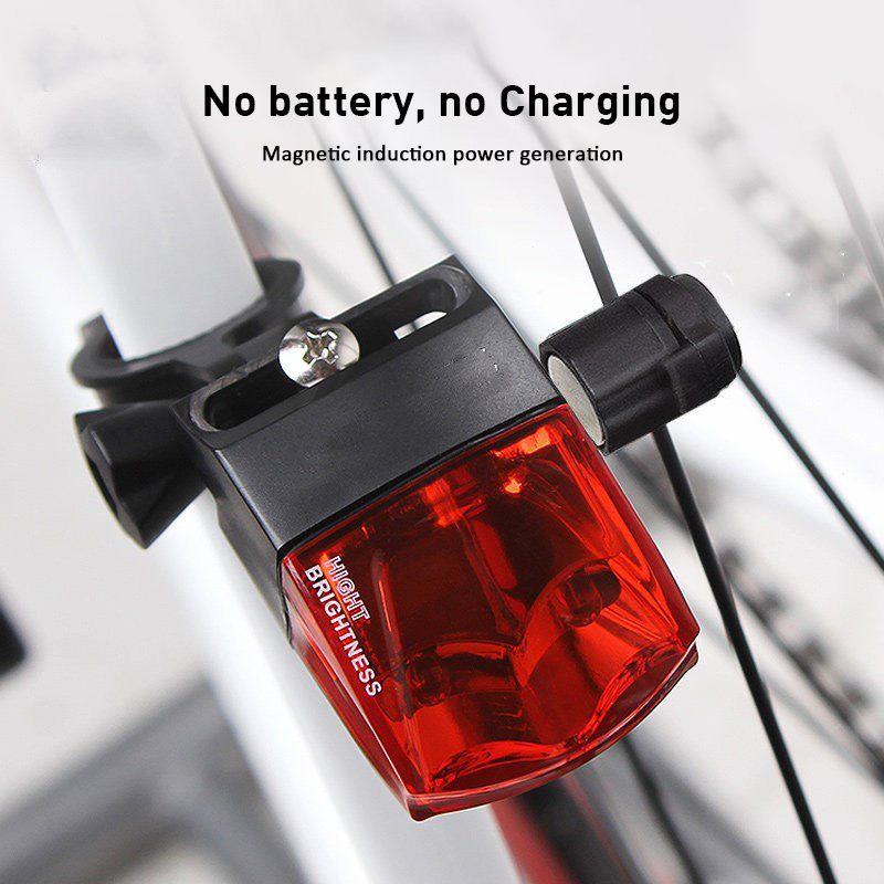 Dueplay Waterproof bike light No Battery magnetic Self-powered Bike Rear Light No Charge Easy to Install Night Bicycle LED Tail in stock