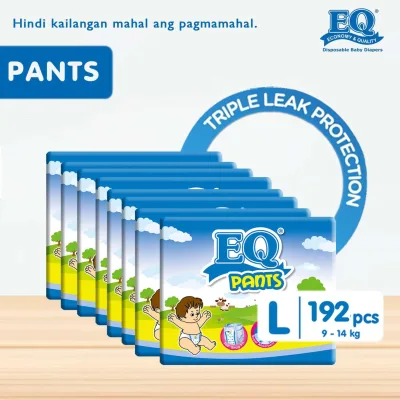 EQ Pants Large (8-14 kg) - 24 pcs x 8 packs (192 pcs) - Diaper Pants