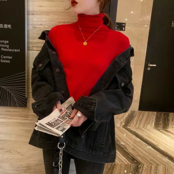 slim fit white turtleneck