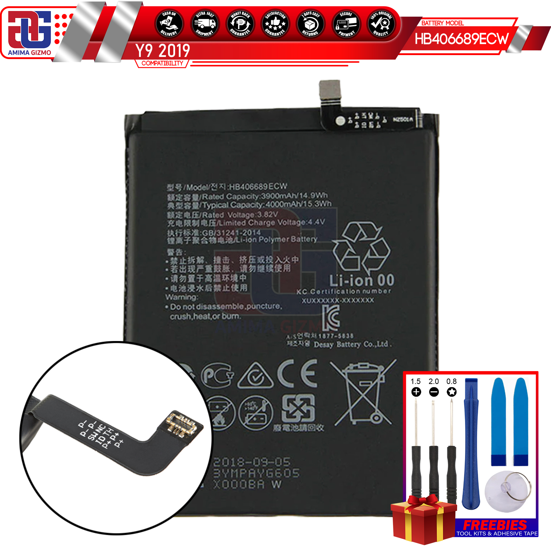 Huawei Y9 2019 Battery Original Quality And Capacity Model HB406689ECW ...