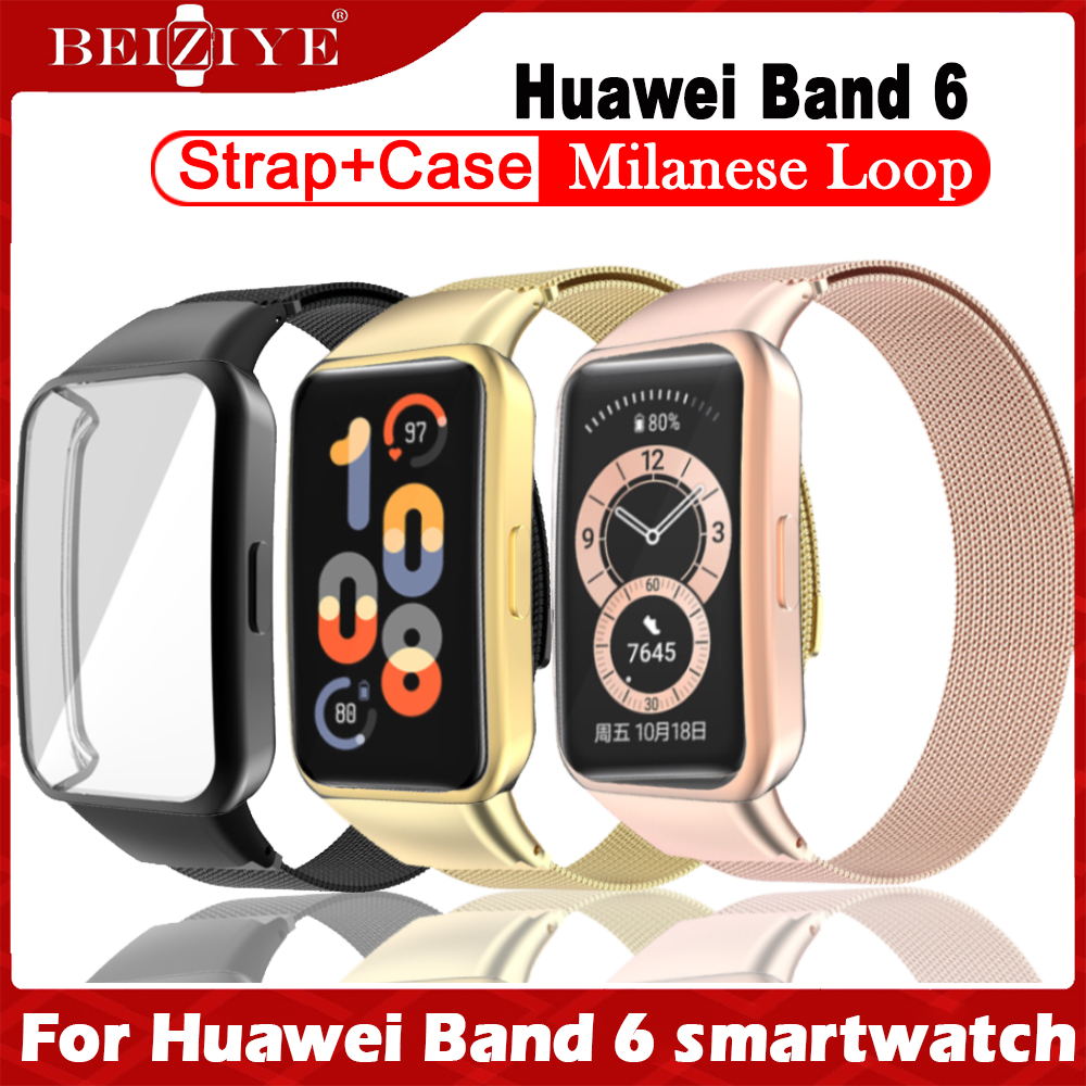 Metal Stainless Steel Classic Watch Band For Huawei Band 6 Strap Bracelet  Screen Protector Case For huawei band 6 smart band Case WristBand | Lazada  PH