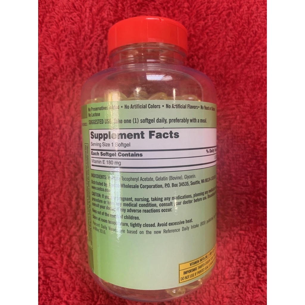 500 Softgels Kirkland Signature Vitamin E 180 mg. Imported from the U.S. Kirkland Vitamin E