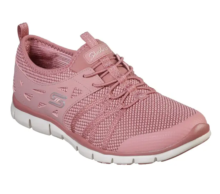 pink skechers slip on