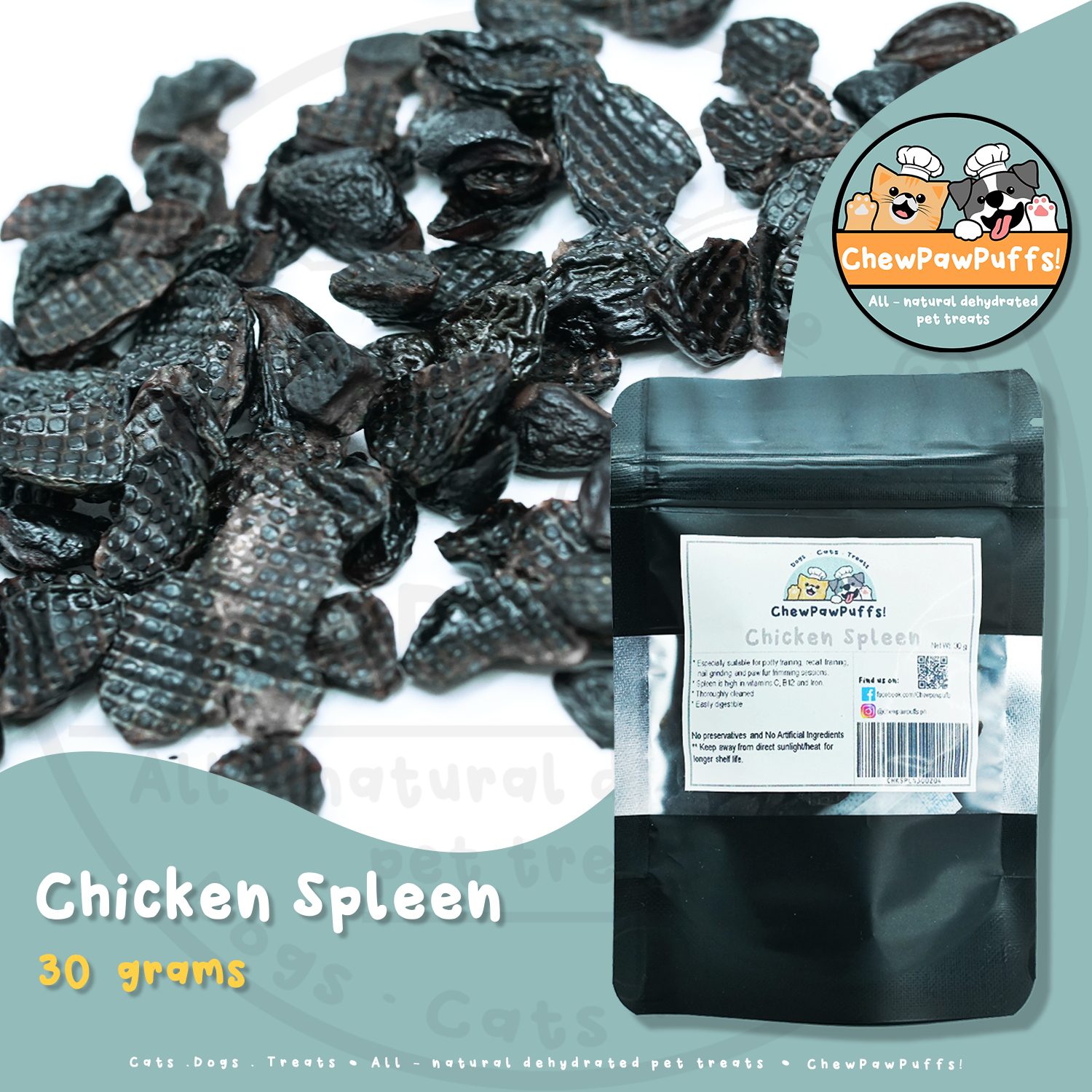 All Natural Dehydrated Chicken Spleen Cats and Dogs treats by