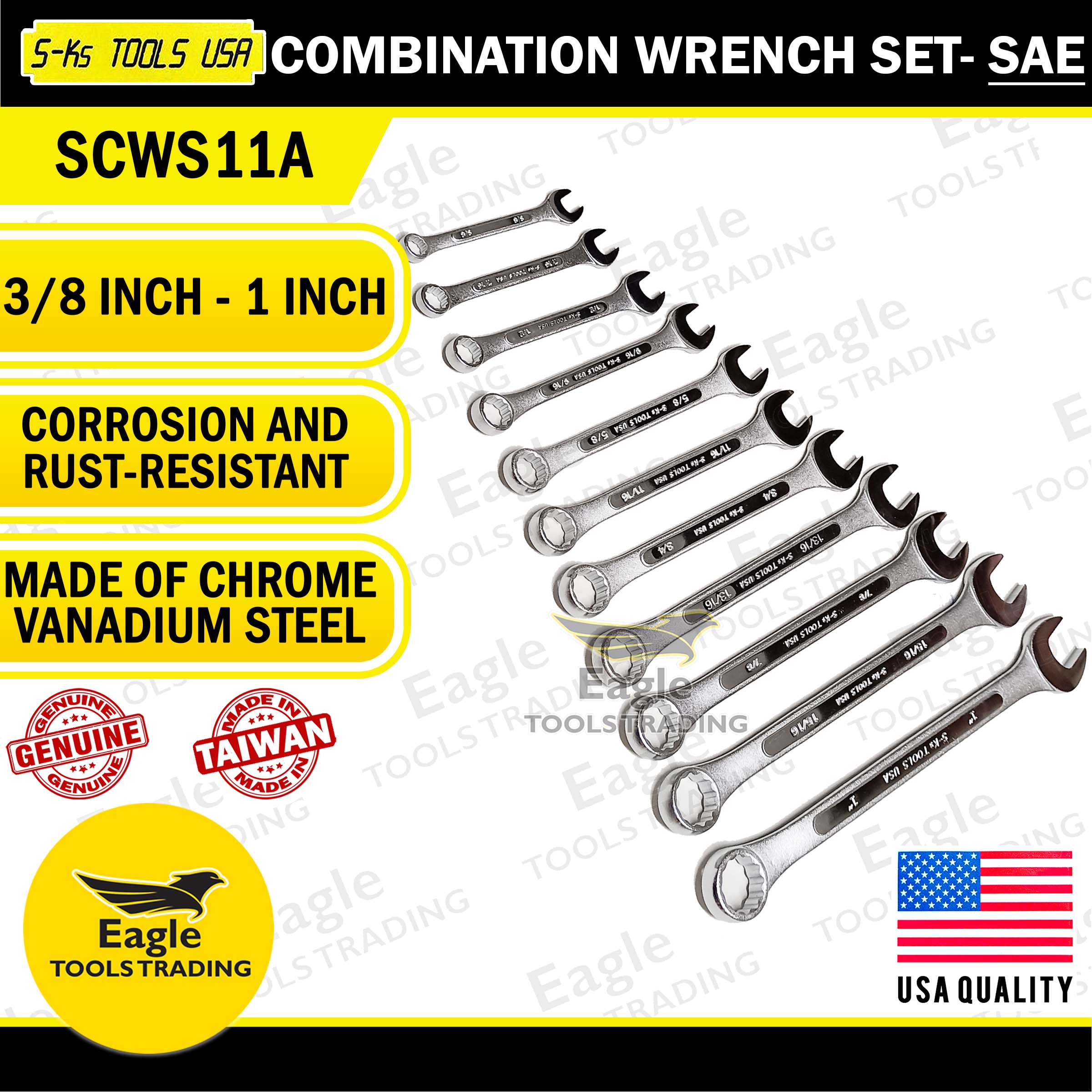 OCGIG 8 in 1 Double Box End Ratcheting Wrench SAE & Metric Combination Standard Kit MM & Inch Gear 