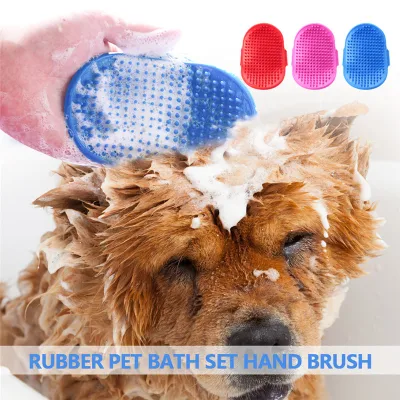 FS 2in1 Pet Bathing Wash Scrubber Brush Silicone Massage Bath Shower Brush With Soap Dispenser Pet Grooming Brushes