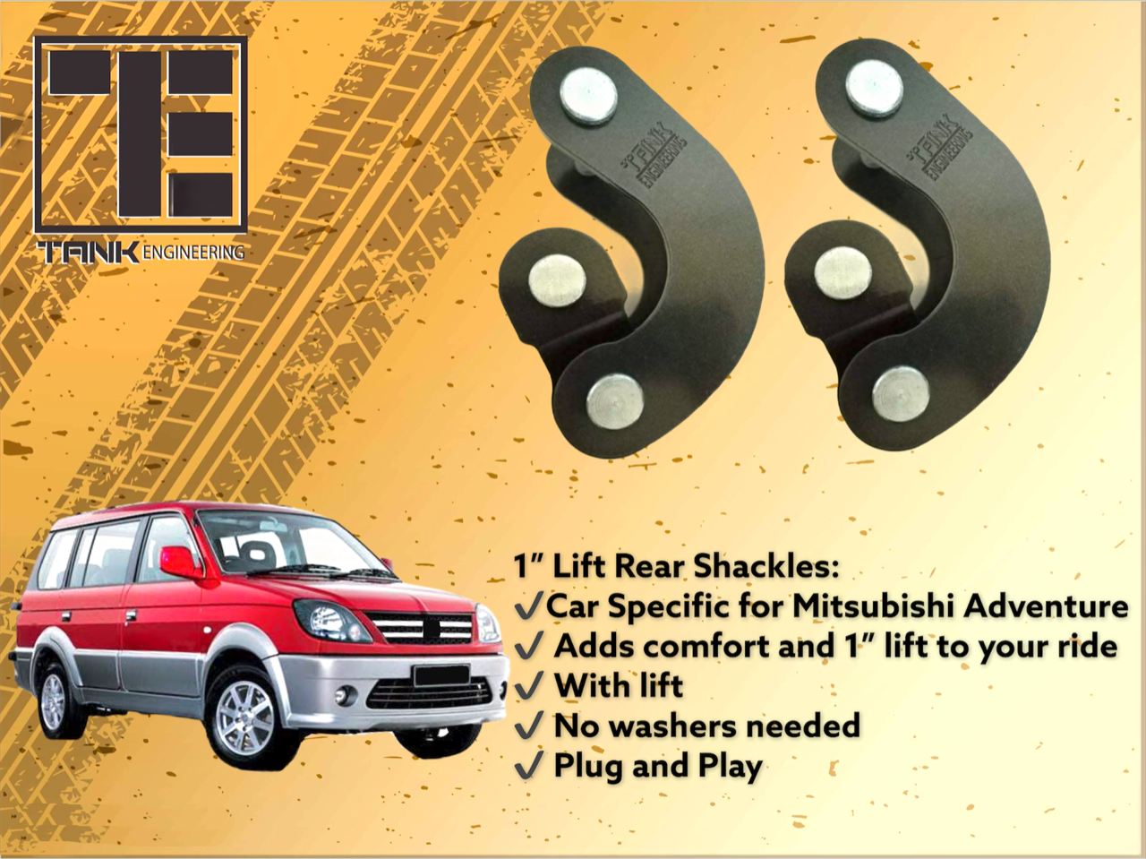 Tank Engineering 4x4 Mitsubishi Adventure 1" Lift rear leaf spring Heavy Duty extended comfort