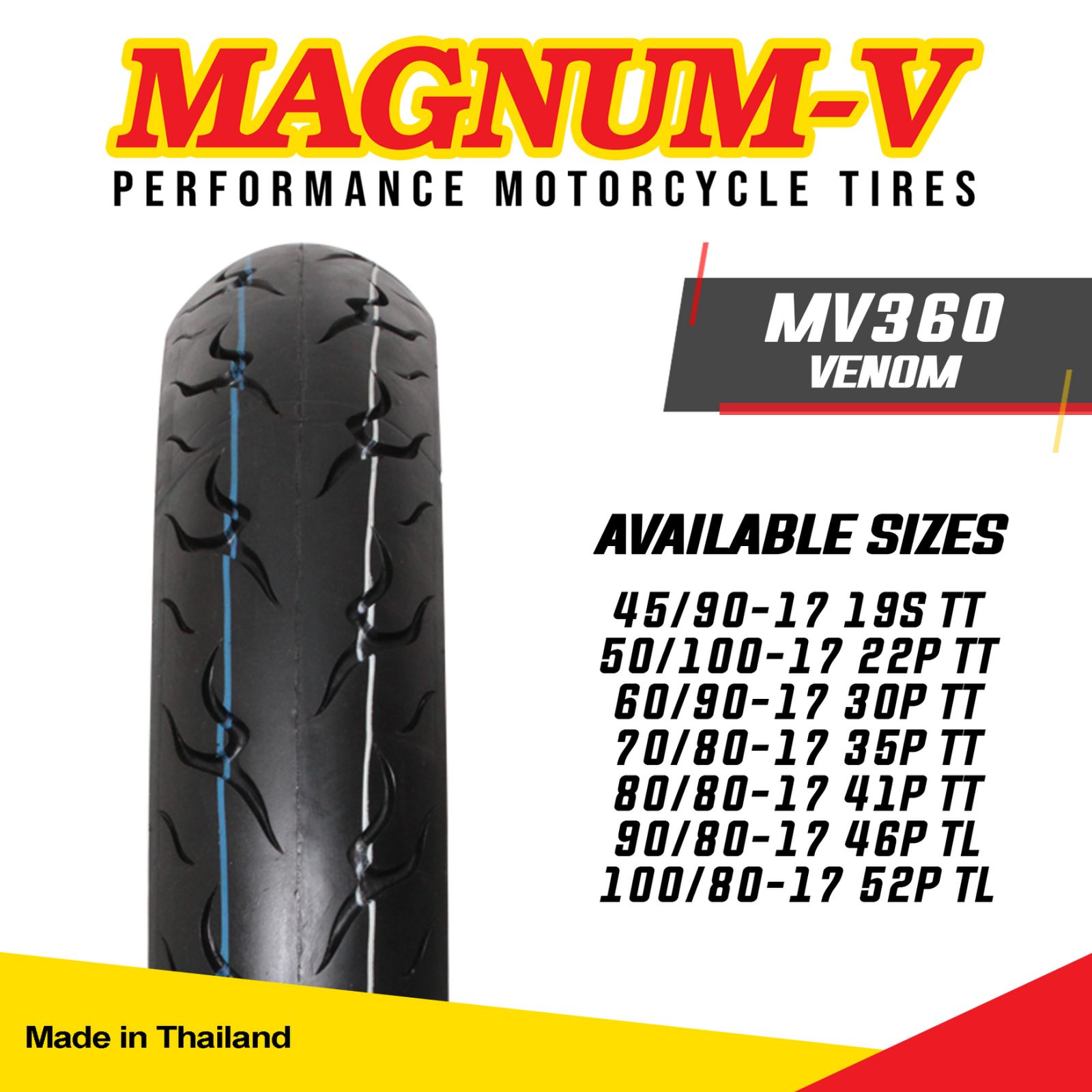 60 90 17 Tt Magnum V Venom Mv360 Motorcycle Tire Size Width Height 60 90 X 17 Inch Rim Diameter Tube Type Lazada Ph