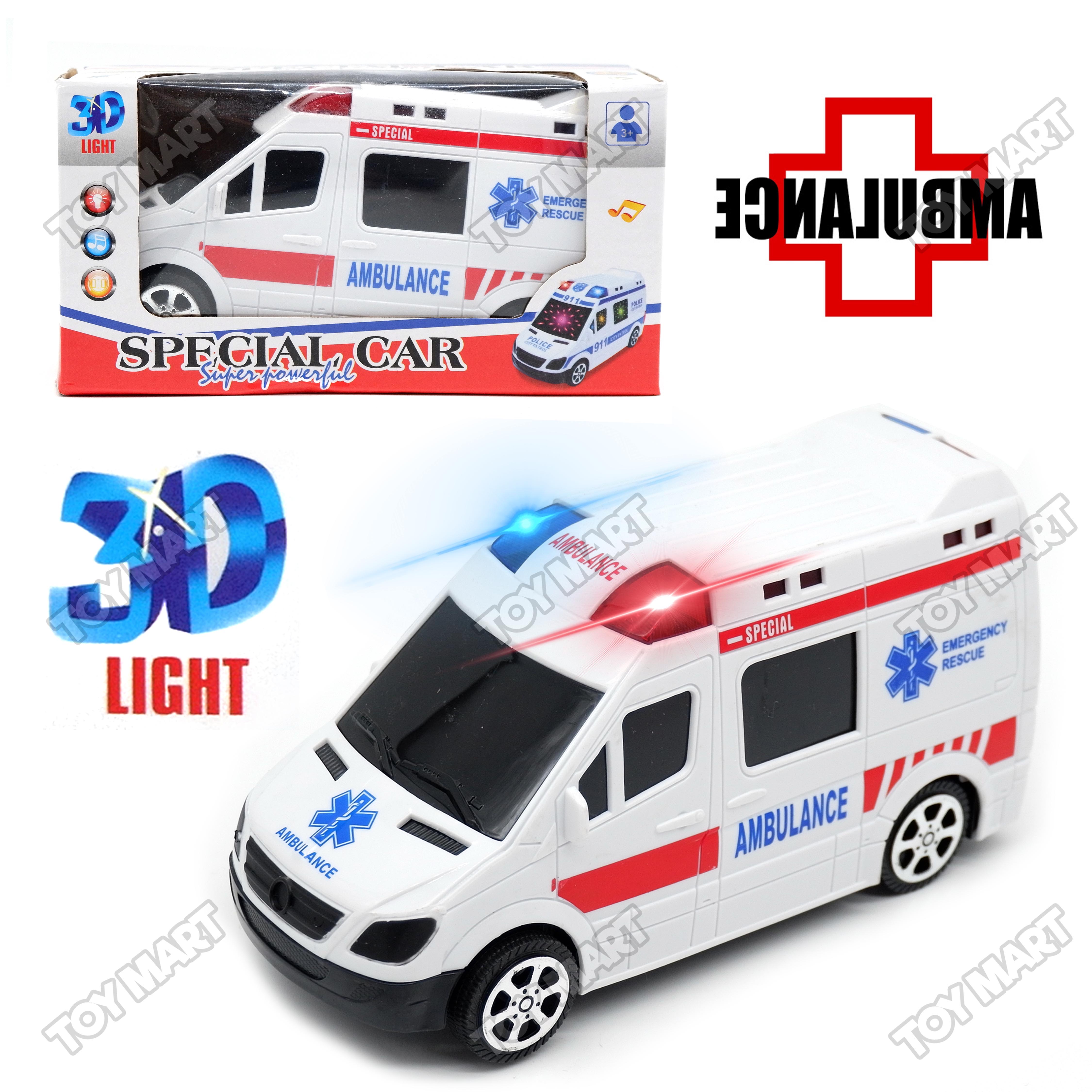 Ambulance City Rescue Vehicle Bump Go Car Light Sound Toy for Children ...